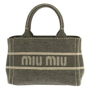 miumiu - 5BA253 Black White Jacquard Tote Bag 800-072425